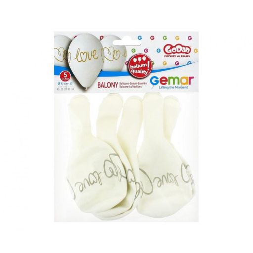Szerelem White léggömb, lufi 5 db-os 13 inch (33 cm)