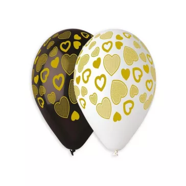 Szív Golden léggömb, lufi 5 db-os 13 inch (33 cm)
