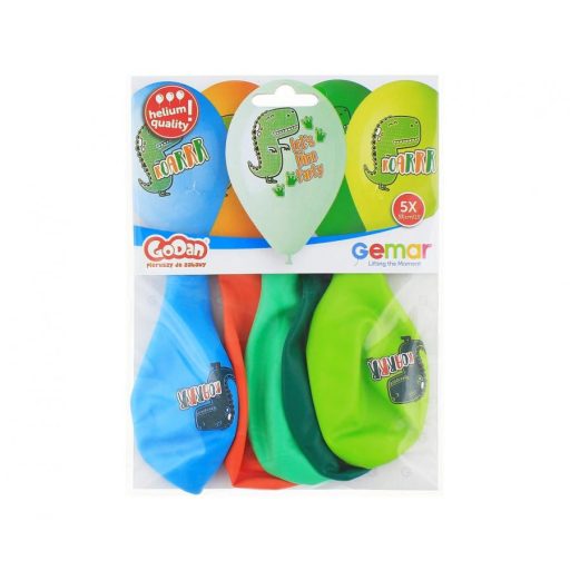 Dinoszaurusz Let's Dino Party léggömb, lufi 5 db-os 13 inch (33 cm)