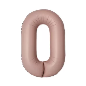 Matt rózsaszín 0-ás Vintage szám fólia lufi 76 cm (WP)