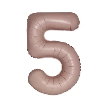 Matt rózsaszín 5-ös Vintage szám fólia lufi 76 cm (WP)