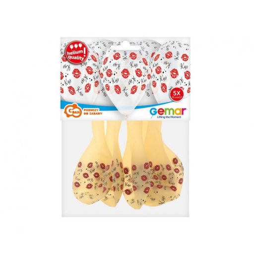 Csók Red léggömb, lufi 5 db-os 13 inch (33cm)