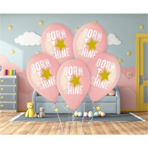 Born to Shine Pink léggömb, lufi 5 db-os 13 inch (33 cm)