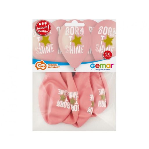 Born to Shine Pink léggömb, lufi 5 db-os 13 inch (33 cm)