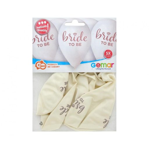 Bride To Be White léggömb, lufi 5 db-os 13 inch (33cm)