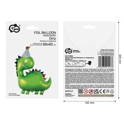 Dinoszaurusz Party fólia lufi 80 cm