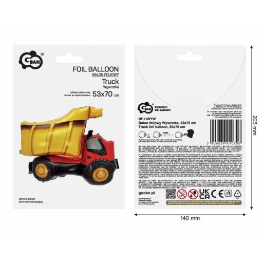 Teherautó Truck fólia lufi 70 cm