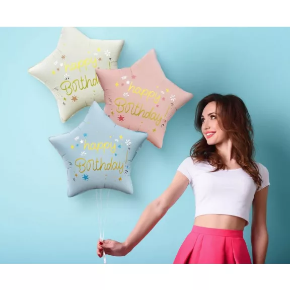 Happy Birthday Matt Pink csillag fólia lufi 44 cm