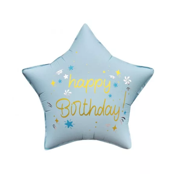 Happy Birthday Matt Blue csillag fólia lufi 44 cm Happy Birthday Matt Blue csillag fólia lufi 44 cm