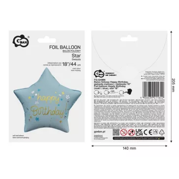 Happy Birthday Matt Blue csillag fólia lufi 44 cm