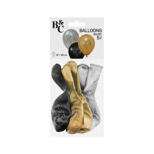 Tűzijáték B&C léggömb, lufi 5 db-os 12 inch (30 cm)