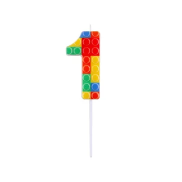 Építőkocka 1-es Pick Blocks tortagyertya, számgyertya