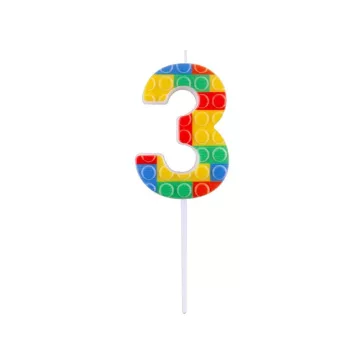 Építőkocka 3-as Pick Blocks tortagyertya, számgyertya