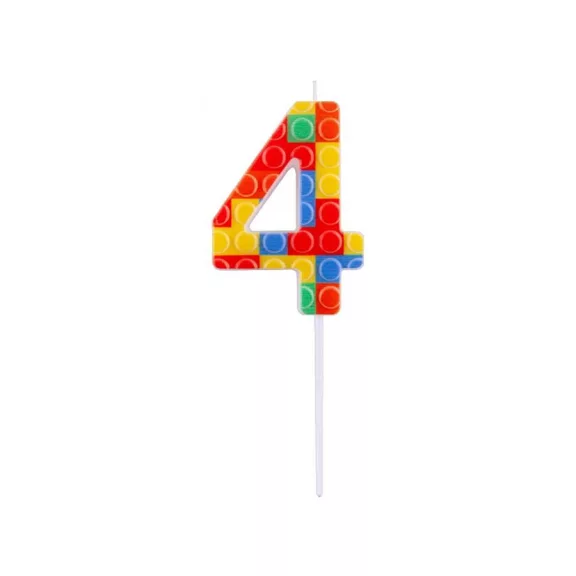 Építőkocka 4-es Pick Blocks tortagyertya, számgyertya Építőkocka 4-es Pick Blocks tortagyertya, számgyertya