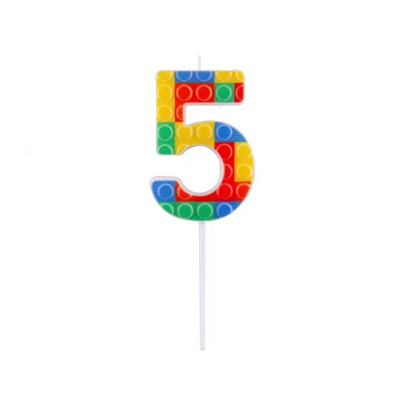 Építőkocka 5-ös Pick Blocks tortagyertya, számgyertya Építőkocka 5-ös Pick Blocks tortagyertya, számgyertya