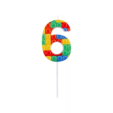 Építőkocka 6-os Pick Blocks tortagyertya, számgyertya