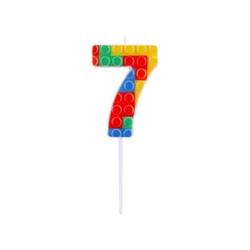 Építőkocka 7-es Pick Blocks tortagyertya, számgyertya