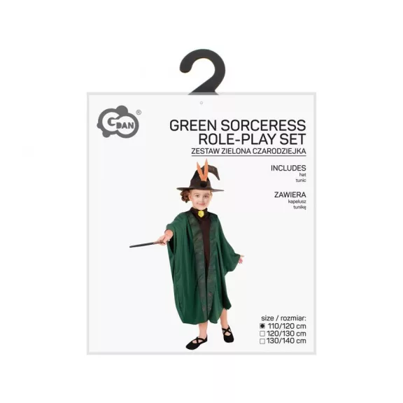 Varázslónő Green jelmez 130/140 cm