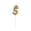 Arany Champagne Crown 5-ös számgyertya, tortagyertya 6 cm