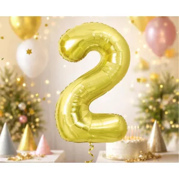 Arany 2-es Light Gold szám fólia lufi 85 cm