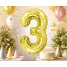 Arany 3-as Light Gold szám fólia lufi 85 cm Arany 3-as Light Gold szám fólia lufi 85 cm