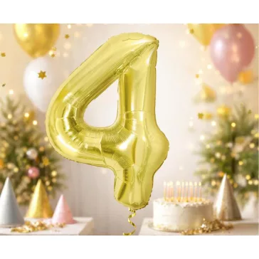 Arany 4-es Light Gold szám fólia lufi 85 cm