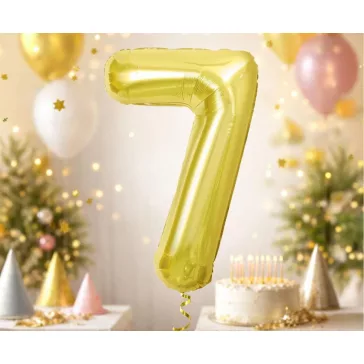 Arany 7-es Light Gold szám fólia lufi 85 cm