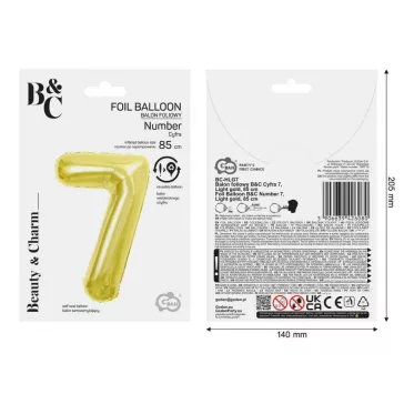 Arany 7-es Light Gold szám fólia lufi 85 cm