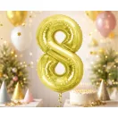 Arany 8-as Light Gold szám fólia lufi 85 cm Arany 8-as Light Gold szám fólia lufi 85 cm