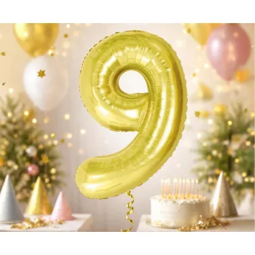 Arany 9-es Light Gold szám fólia lufi 85 cm