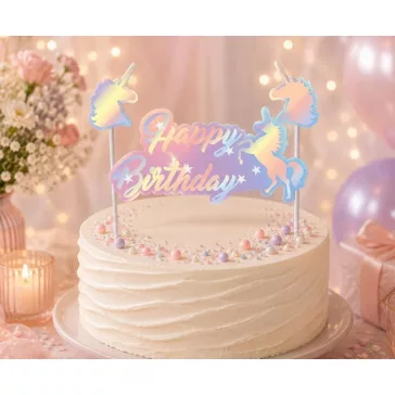Unikornis Holographic Shine torta dekoráció