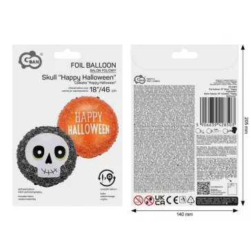 Halloween Skull fólia lufi 46 cm