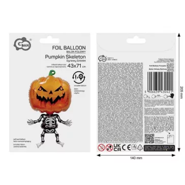 Halloween Pumpkin Skeleton fólia lufi 71 cm