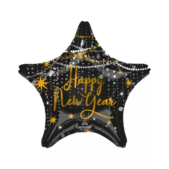 Happy New Year Midnight fólia lufi 46 cm Happy New Year Midnight fólia lufi 46 cm