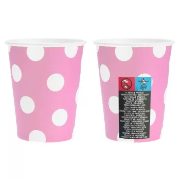 Rózsaszín Pink Polka Dots papír pohár 6 db-os 270 ml