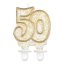 Arany csillámos 50-es Gold tortagyertya, számgyertya