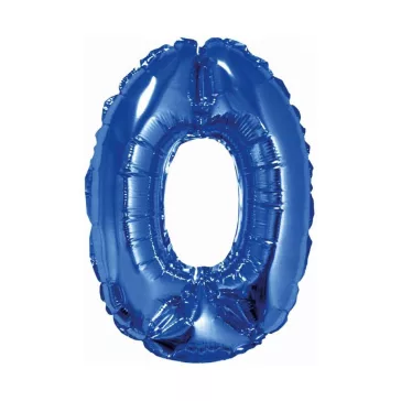 Kék Blue 0-ás mini szám fólia lufi 35 cm