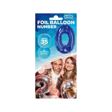 Kék Blue 0-ás mini szám fólia lufi 35 cm