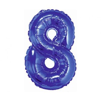 Kék Blue 8-as mini szám fólia lufi 35 cm