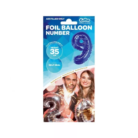 Kék Blue 9-es mini szám fólia lufi 35 cm