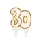 Arany csillámos 30-as Gold tortagyertya, számgyertya