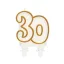 Arany csillámos 30-as Gold tortagyertya, számgyertya