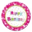 Happy Birthday Pink papírtányér 6 db-os 18 cm