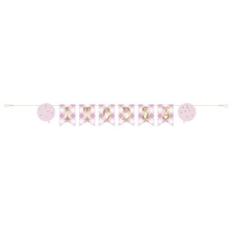 1st Birthday Pink, Első születésnap papír felirat 182 cm