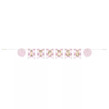 1st Birthday Pink, Első születésnap papír felirat 182 cm
