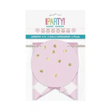 1st Birthday Pink, Első születésnap papír felirat 182 cm