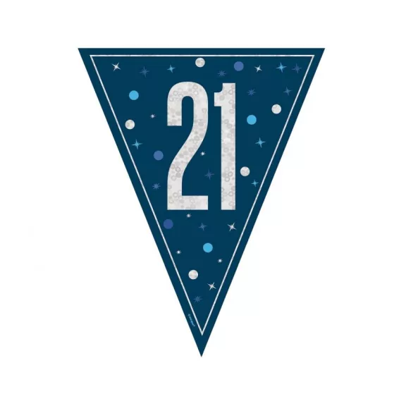 Happy Birthday 21 Blue zászlófüzér 274 cm