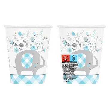 Kék Elefánt Floral papír pohár 8 db-os 266 ml
