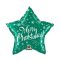 Merry Christmas Green Star, Karácsonyi fólia lufi 51 cm