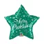Merry Christmas Green Star, Karácsonyi fólia lufi 51 cm